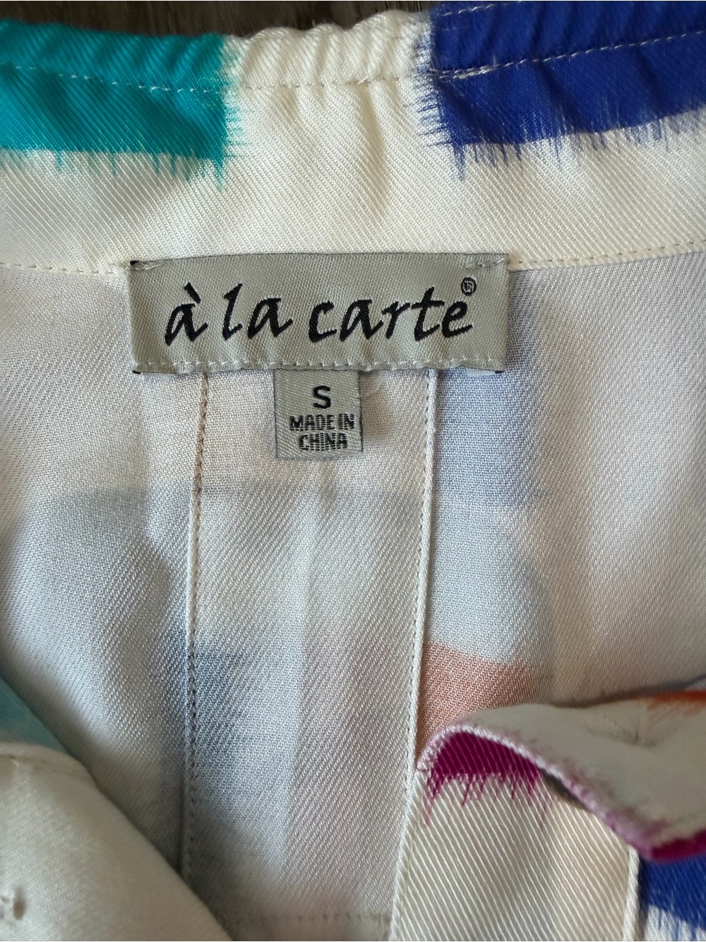 a la carte White Tunic with Multicolor Square Print - Picture 3 of 10